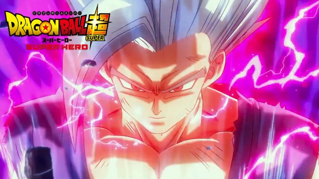 A dramatic shot of Gohan transforming into his Super Saiyan Ultimate form. The image should capture the intensity of the moment, with glowing energy and a focused expression on Gohan's face. Dragon Ball Super: Super Hero.