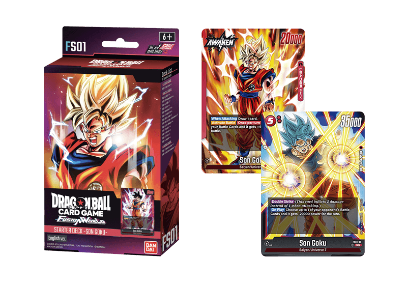 SON GOKU- [FS01] FS01 is a gathering of the warriors of Universe 7, with the leader card "Son Goku"! Fight alongside your warriors! RELEASE - FEBUARY 16, 2024